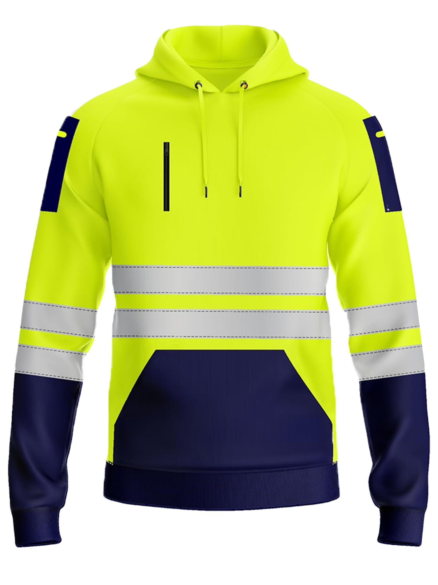 kraftd Mens Hi Vis Hoodie High Viz Hooded Sweatshirt Workwear Hoody With Reflective Tape — view 25