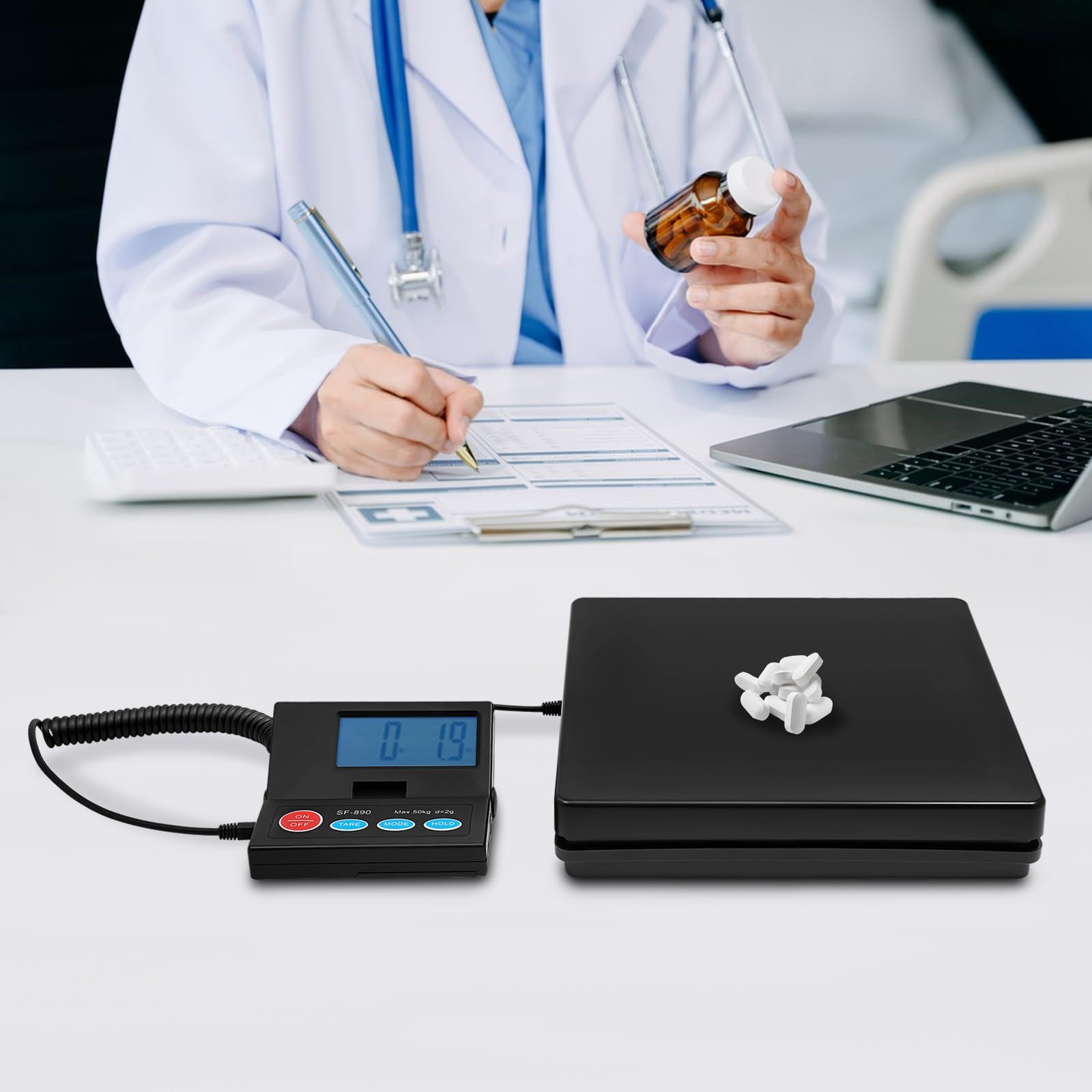Waga bagażowa cyfrowa do 50 kg, bardzo precyzyjna z podziałką 1 g/2 g, waga listowa z dużą powierzchnią ważenia, przełączane jednostki kg/g/oz/lb, do gospodarstwa domowego, magazynu, wysyłki