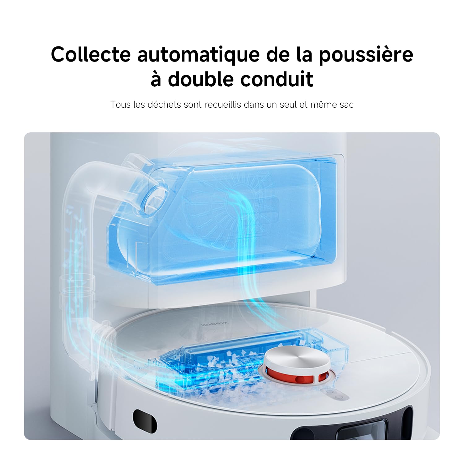 XIAOMI Robot Vacuum X10+ Blanc, Collecte Automatique de la poussière, Aspiration jusqu'à 4000Pa, Nettoyage des serpillères Automatique, 2 Heures d'autonomie, Brosse Inclus