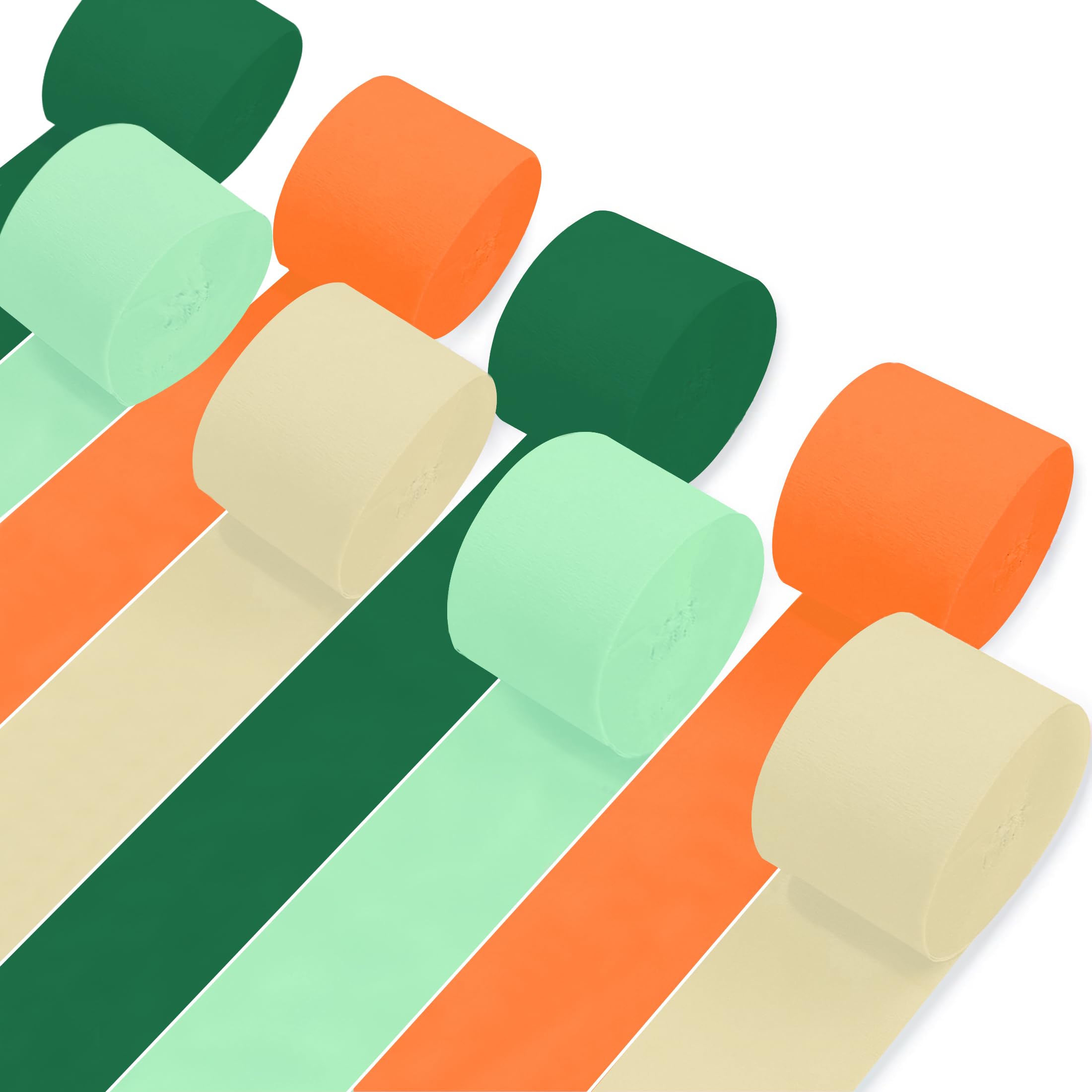 8 Rolls Crepe Paper Streamers, Green and Orange Streamers Party Decorations for Fall Little Cutie Baby Shower Bridal Shower Wedding Birthday Fruit Party