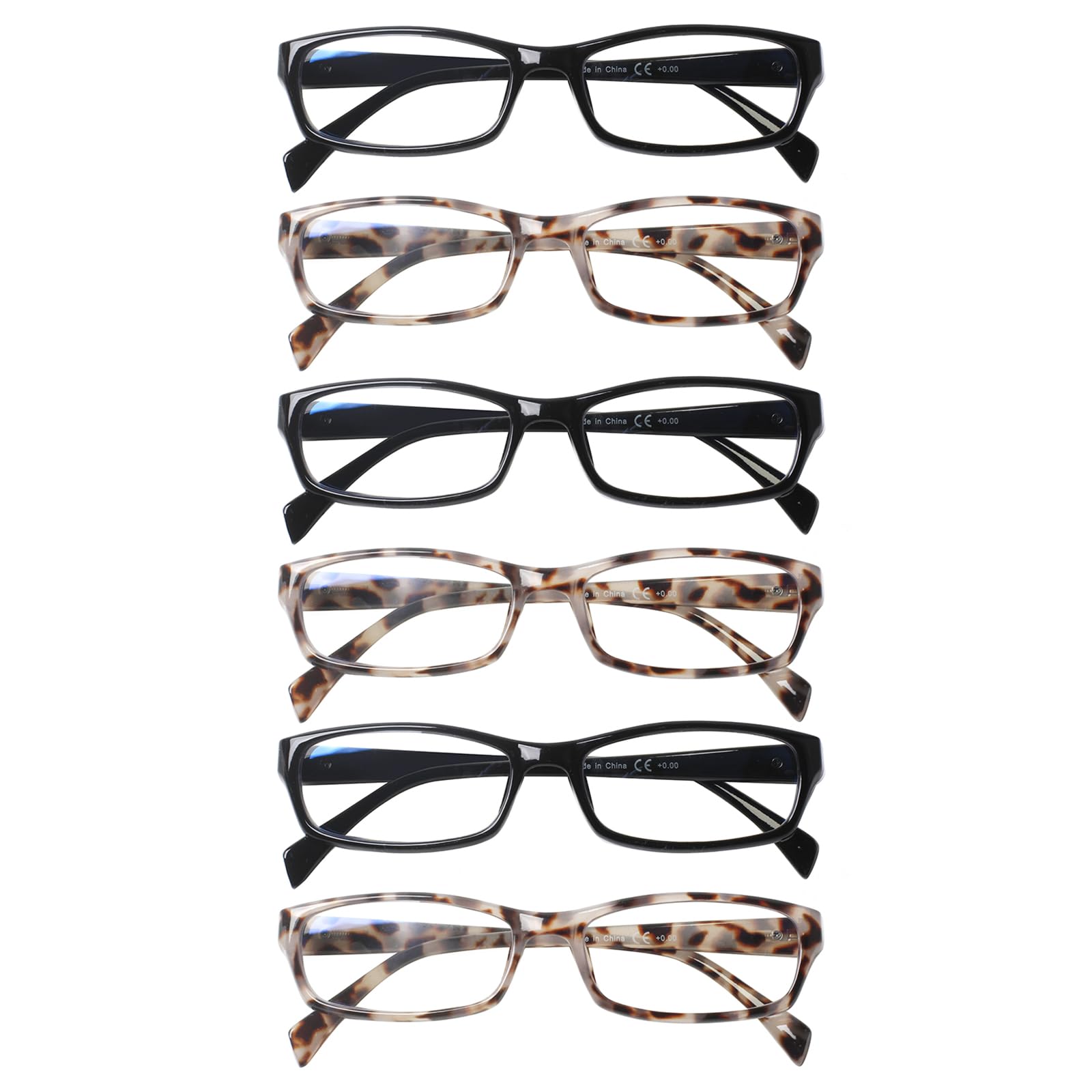 SIGVAN 6 Pack Ladies Reading Glasses for Women Blue Light Blocking Spring Hinge Rectangular Womens Readers Eyeglasses