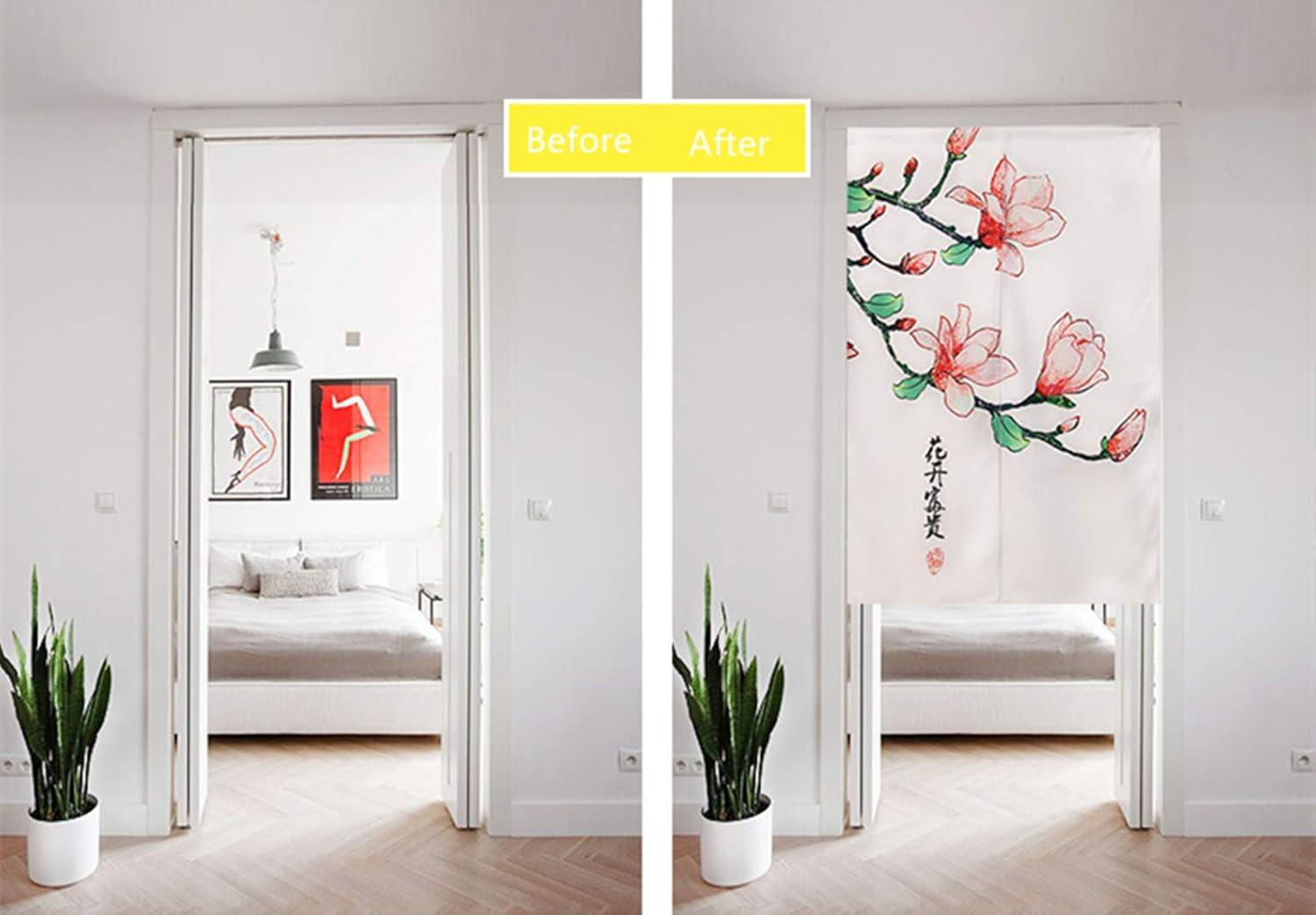 Japanese Noren Doorway Curtain Cotton Linen Chinese Lotus Tapestry Door Curtains Home Decortaion 29" Width x 59" Long