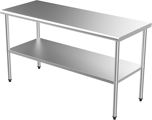 Miniatura 6 de ROVSUN Mesa de acero inoxidable de 30 x 24 pulgadas para preparación y trabajo, mesas de trabajo comerciales y estaciones de trabajo, mesa de metal