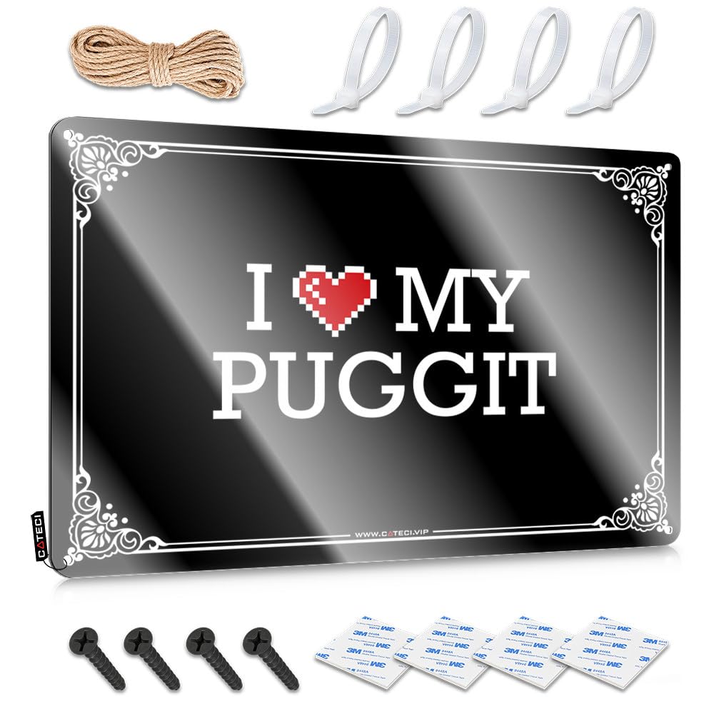Fzfn Men's Colour Tin Metal Sign Accessories Country I Love My Puggit For Premises - Teenage Customizable(30X40cm)