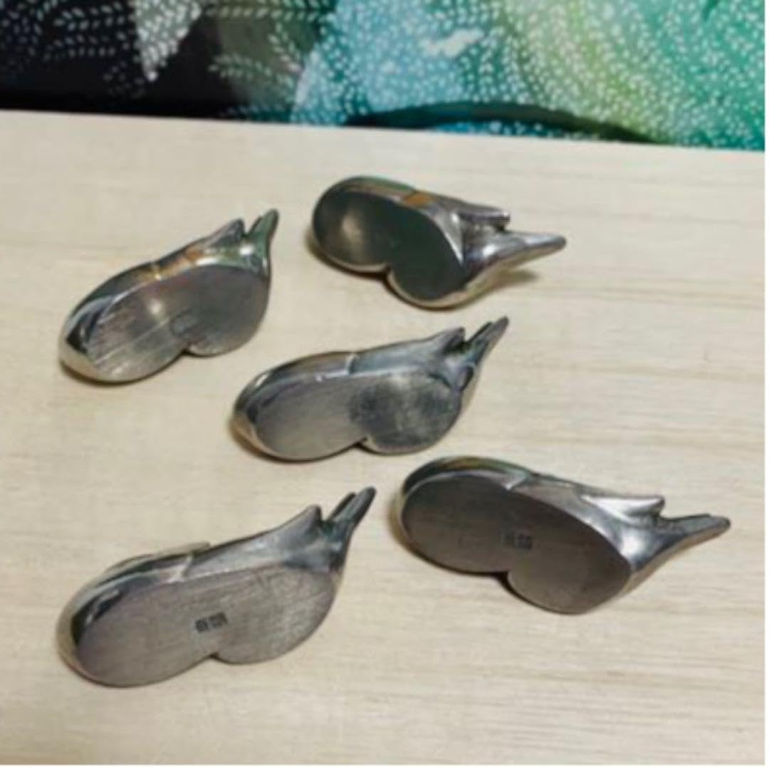 鴛鴦 錫製箸置 本錫 刻印有 箸置き 5客 オシドリ アンティーク 置物