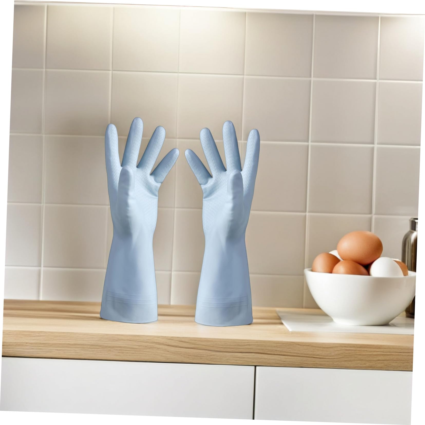 PACKOVE 6 Paia Guanti per Cucinare Impermeabili in PVC Riutilizzabili Guanti per Lavare Piatti Antiscivolo e Bucato