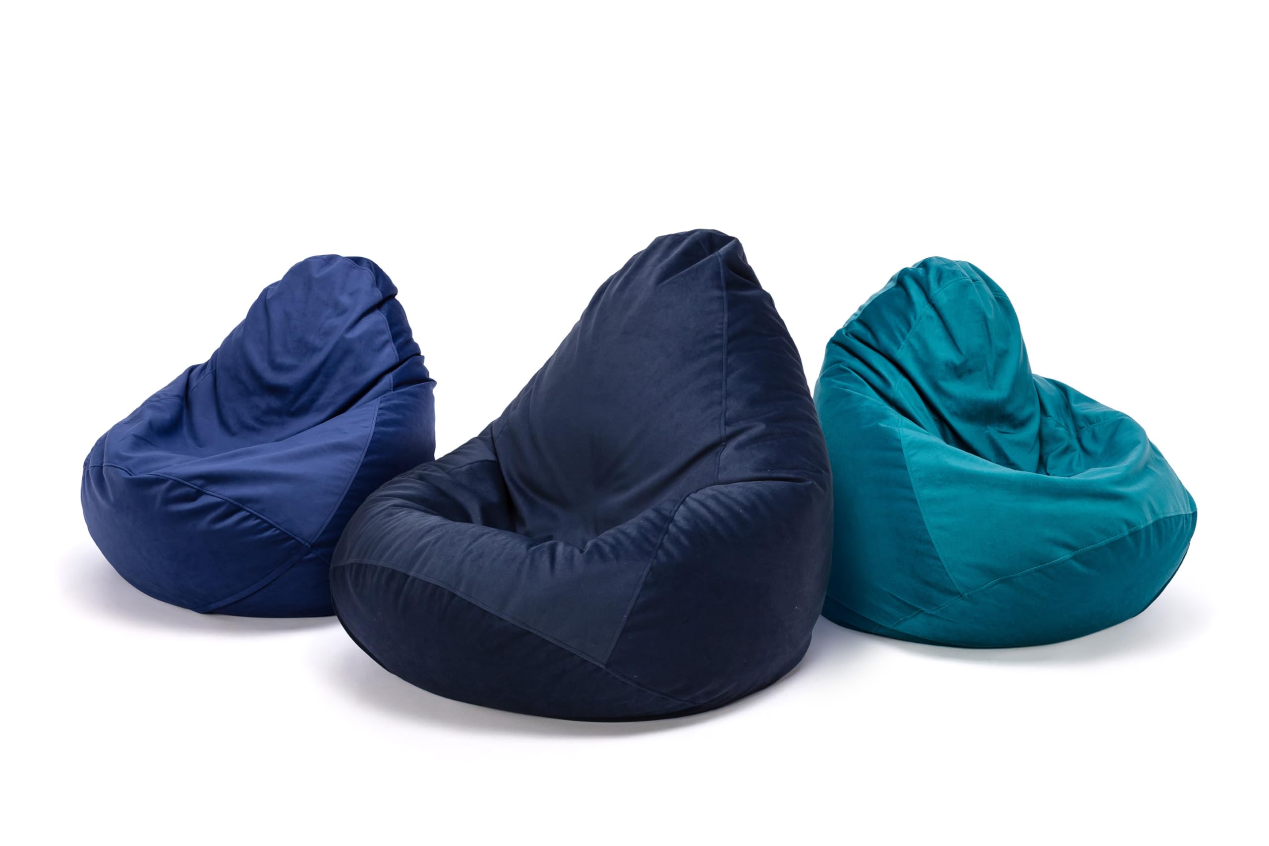 Ecopuf Fuzzy - Pouf Fauteuil en Microfibre - Pouf Poire Adulte - Fauteuil Relax Salon - Pouf Salon avec Rembourrage en Billes de Polystyrène - Meubles de Salon - 80x110 cm - Turquoise A6