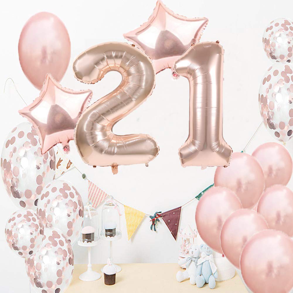 6 Latex-Luftballons Zum 21. Geburtstag In Glitzer-Roségold – 30 Cm Groß, Perfekt Für Partydeko