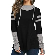 iChunhua Womens Hoodie with Thumb Holes Long Sleeve T Shirt Drawstring Tops with Pockets S-XXL