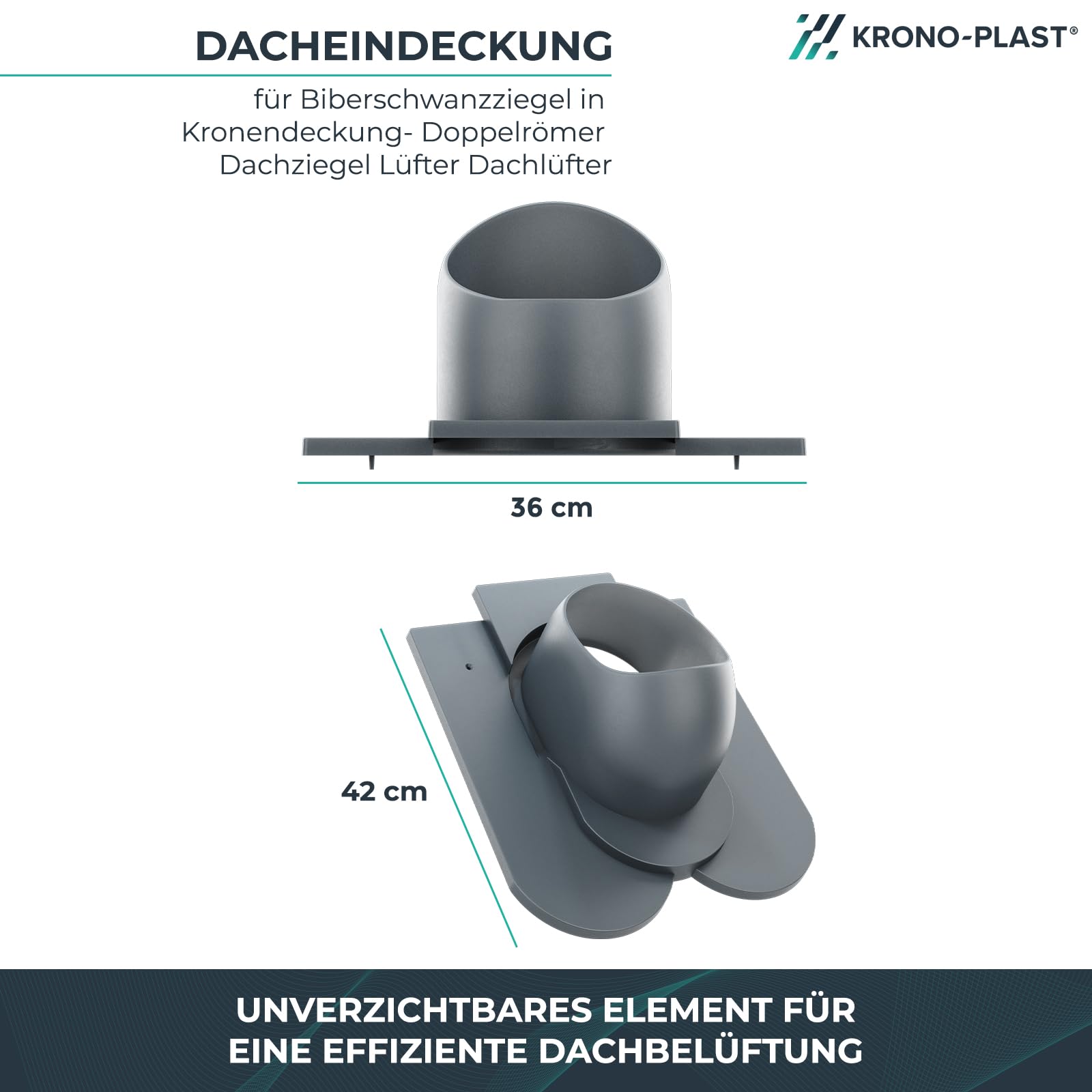 Entlüfterkamin KRONO-PLAST Ecoline Premium 125 Biberschwanzziegel Kronendeckung Doppelrömer Dachziegel Lüfter Dachlüfter Ziegelrot RAL 8004