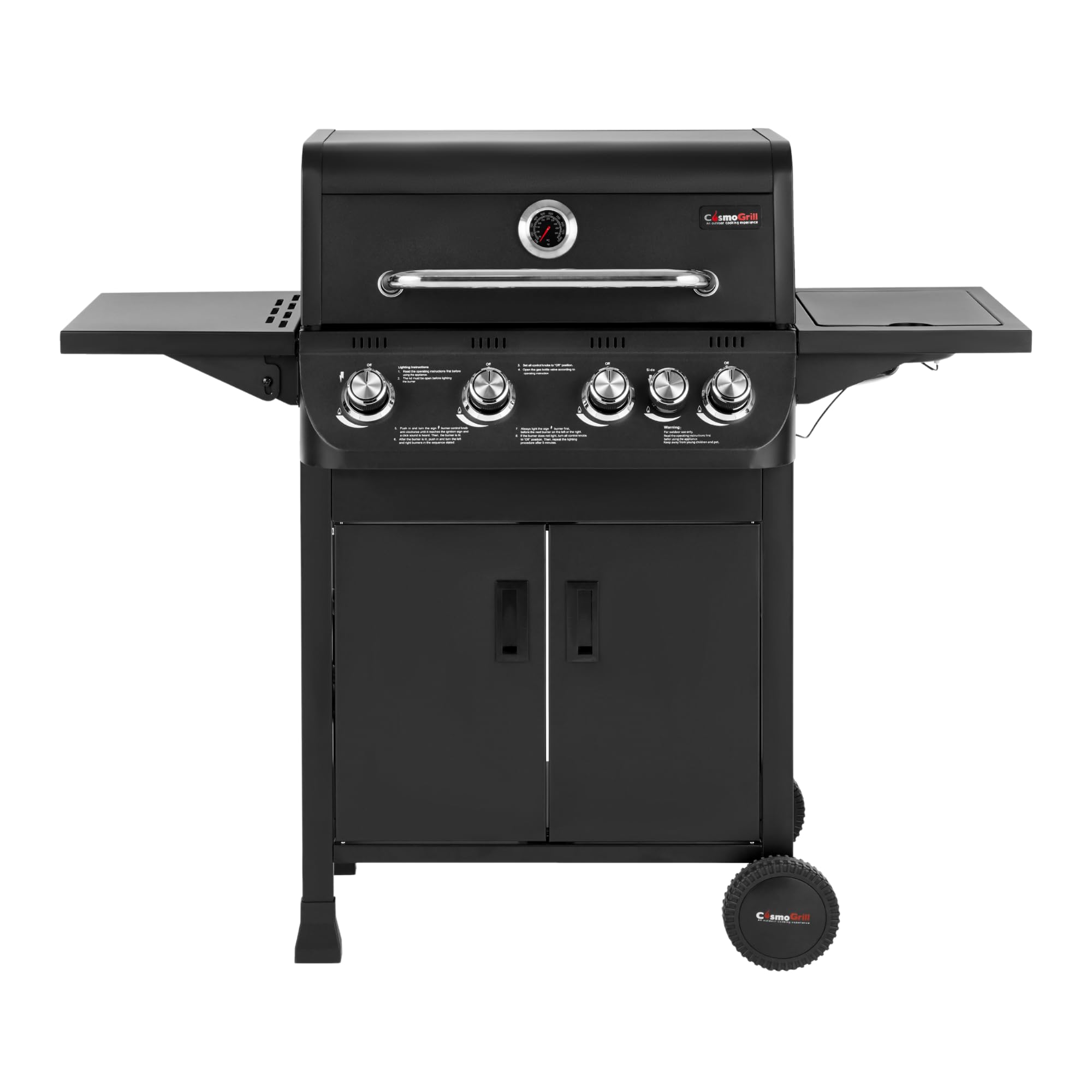 NewCosmogrill Emberr 5 Gas Burner Bbq 4+1 Barbecue GrillPropane Gas Regulator Hose Side-BurnerInc Weekend Delivery from B&Q