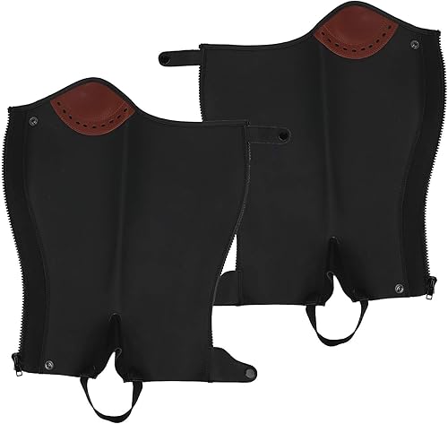 Polaina para montar a caballo, 2 piezas de cuero para montar a caballo, medias ranuras de equitación, protector de pierna para adultos (L)