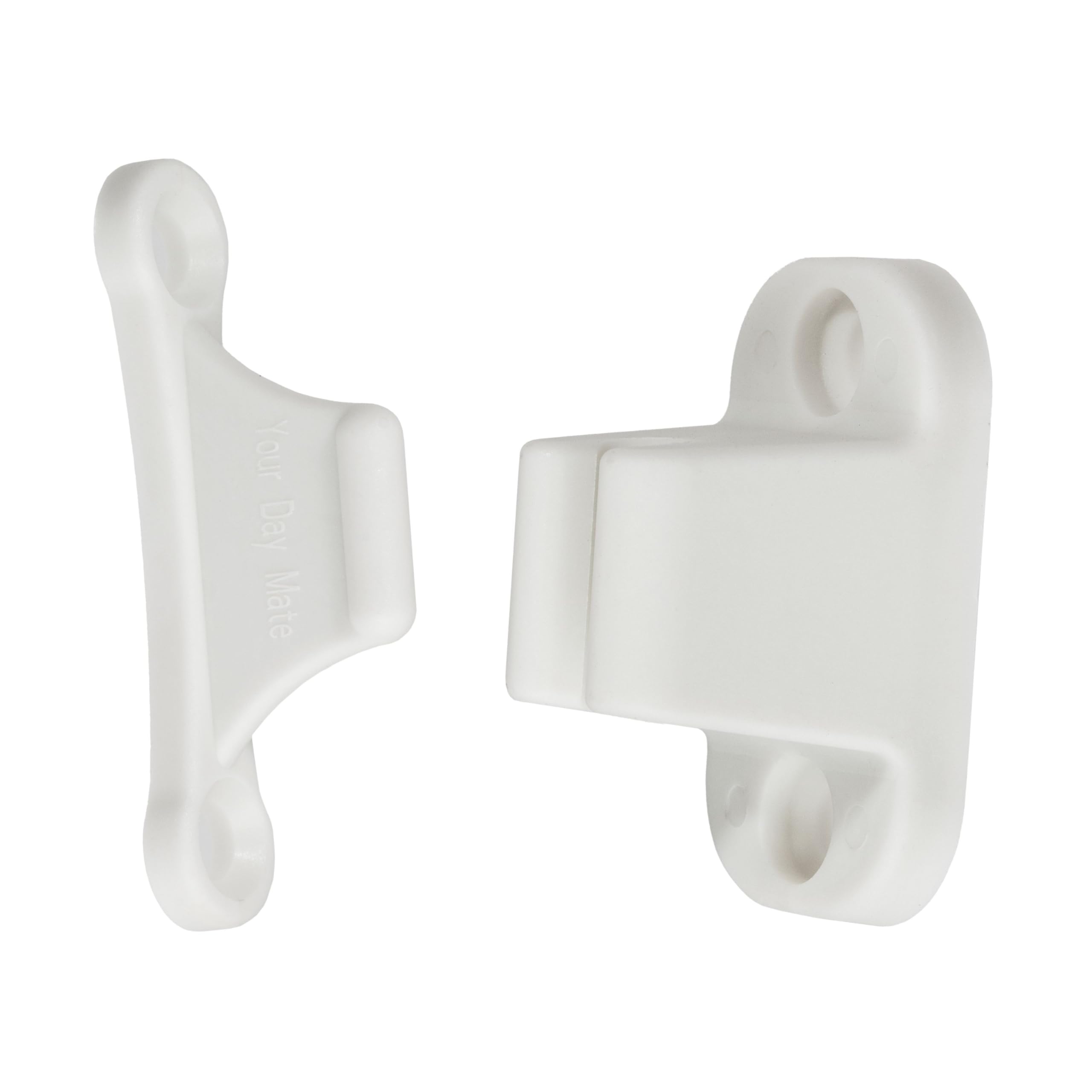 Fermo per Porta Roulotte e Camper, Interasse fori 35 mm e 48 mm, Serratura di Bloccaggio Bianca, per Sportelli di Servizio e Gavoni di Stoccaggio, Sicura per Porta Camper, Accessori Camper Roulotte