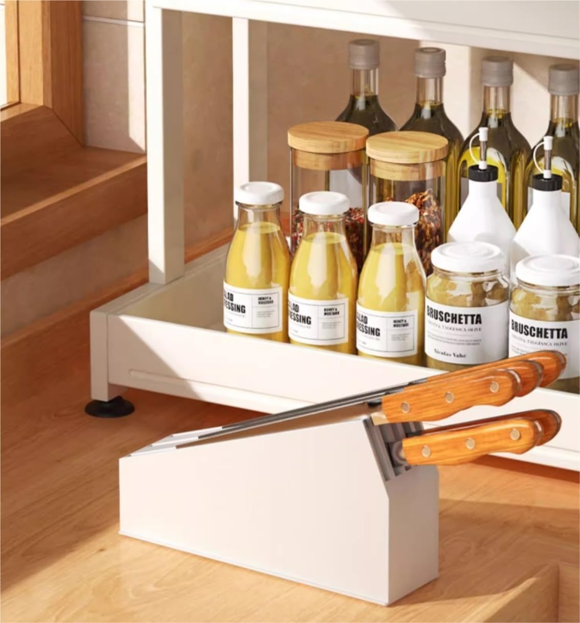 Seasoning Jars Rack Spice Rack 3 Tier Spice Rack with Cutting Board Holder Chopstick Holder Knife Holder Stainless Steel Spice Organizer for Kitchen Spice Organizer Spice