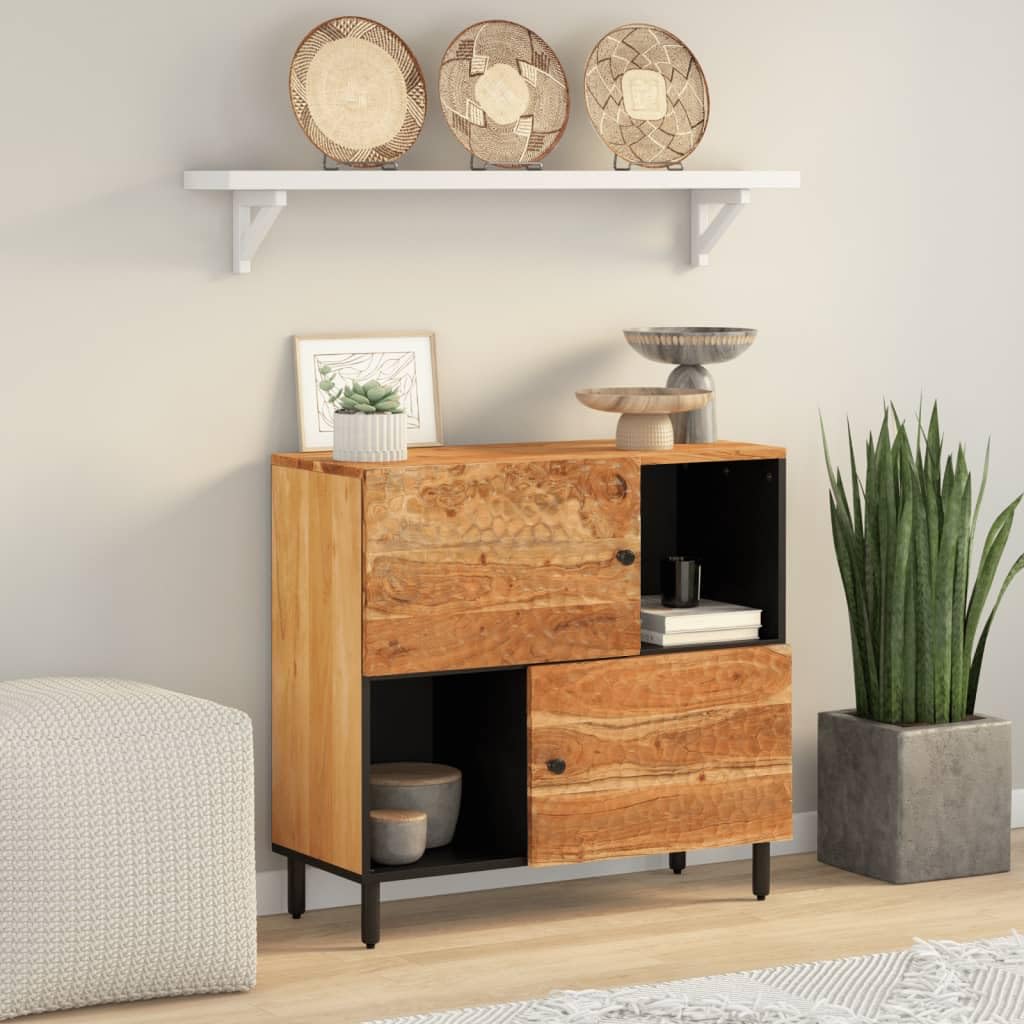 Armadietto in legno massiccio di acacia, 80 x 33 x 75 cm