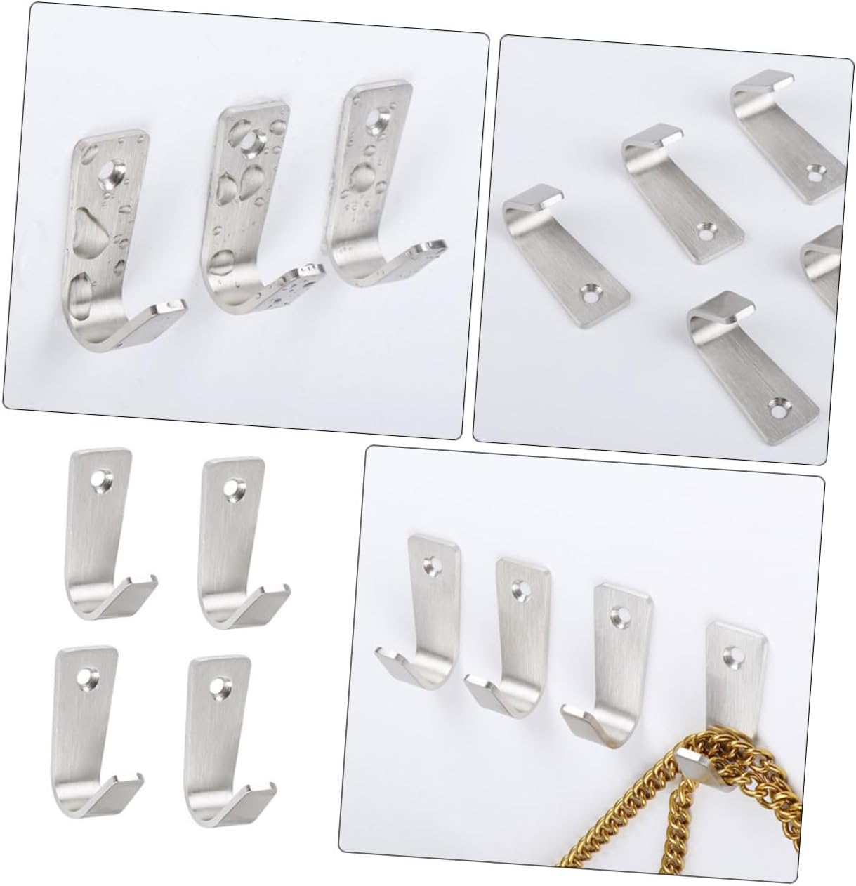 Self Adhesive wall Hooks, 4 Pcs Wall Hooks Rust-Resistant Thick Kitchen for Bathroom Closet Multi-Purpose Hanging with Strong Load Capacity and Easy Installation