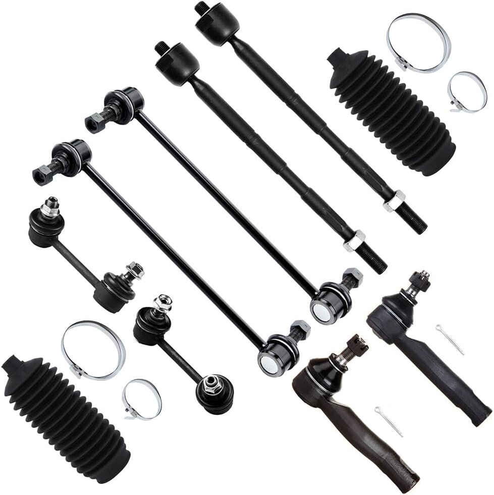 SCITOO 10pcs Front Suspension Kit Outer Inner Tie Rod End w/Boot Sway Bar Link fit 2005-2010 for Scion tC