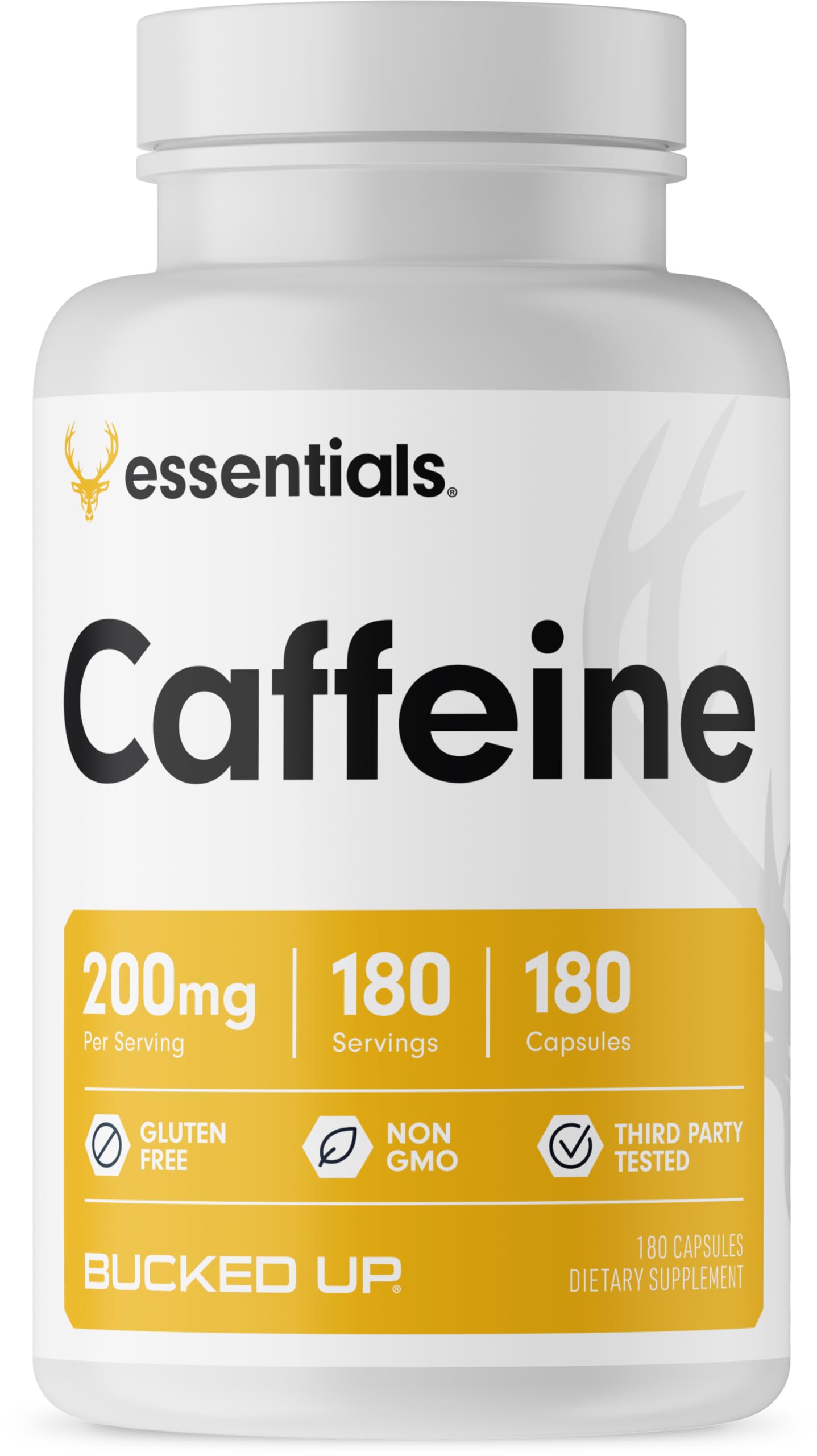 Bucked UpCaffeine 200mg Per Serving, Essentials (180 Servings, 180 Capsules)