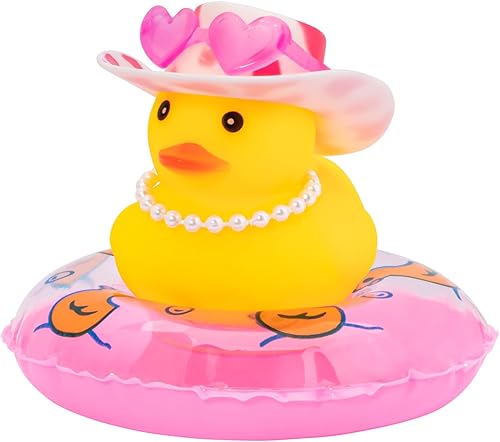 wonuu AX_Pato de vaquero rosa para decoración de salpicadero de automóvil, accesorios de adorno con lentes de sol de color, sombrero de vaquero,
