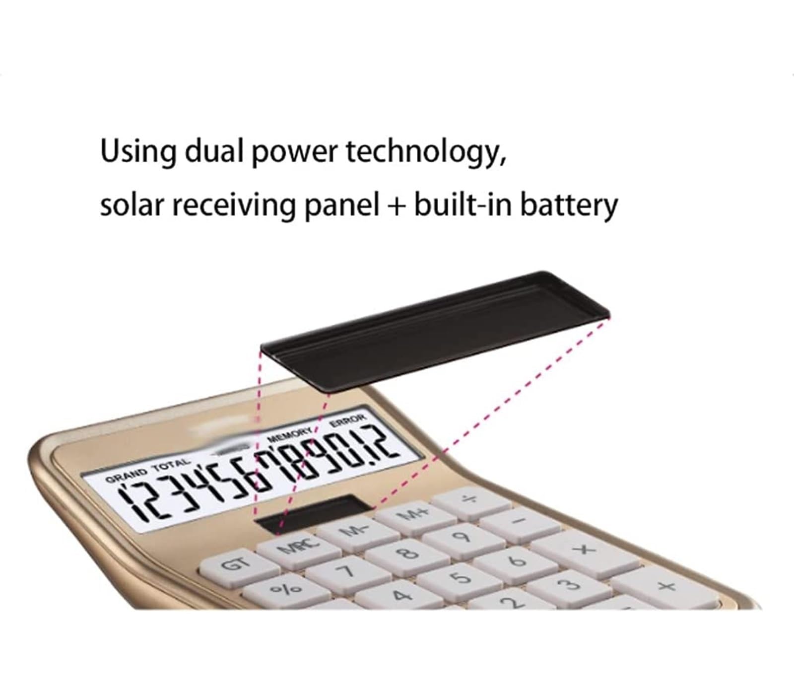 Calcolatrice per Ufficio Calcolatrice con Funzione Standard, Display LCD A 12 Cifre, Batteria Solare, Doppia Alimentazione Scuola