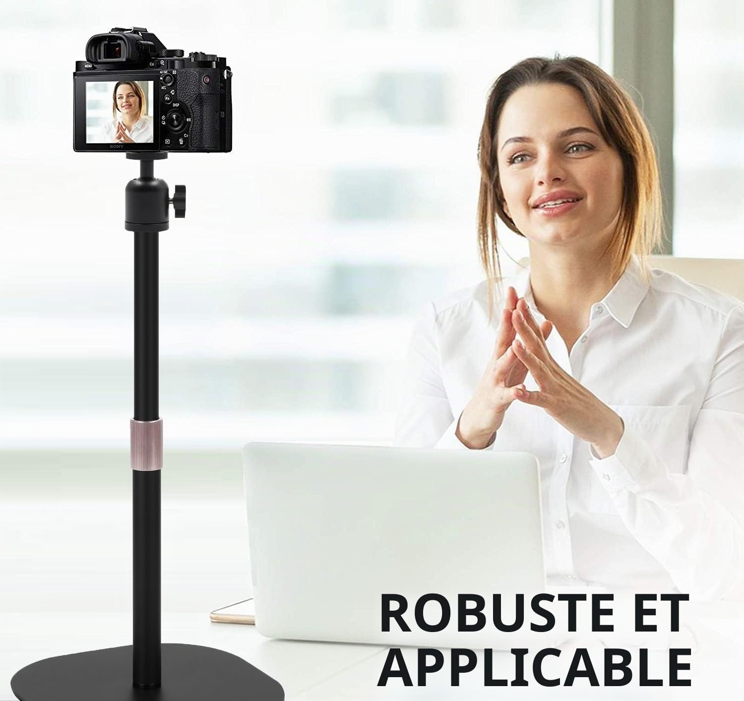 Support de webcam robuste, support trépied pour webcam de table compatible avec les webcams Logitech MX Brio 4K, Brio 4K, Brio 500