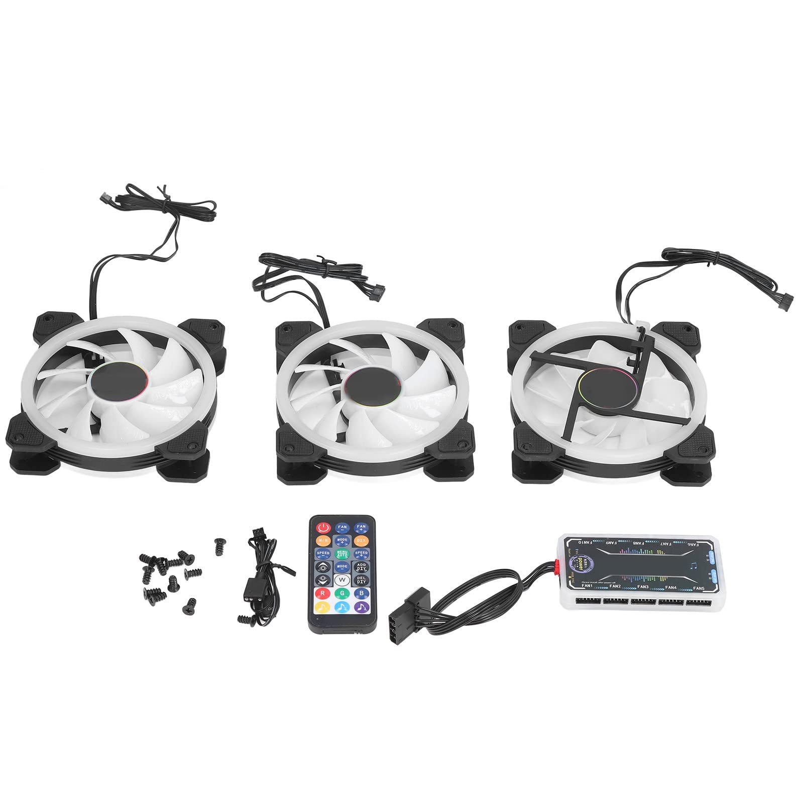 Jiawu 3 Piezas Ventilador RGB de 120mm con Control Remoto para PC Gaming