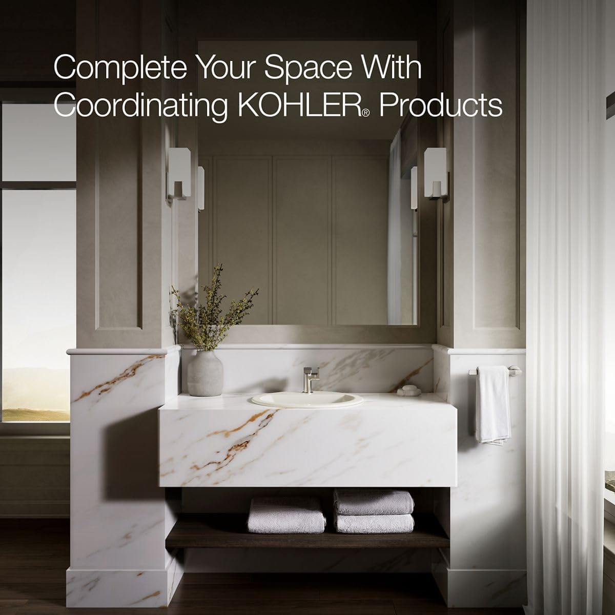 Kohler K-2714-1-96 Bryant Round Self-Rimming Bathroom Sink with Single-Hole Faucet Drilling, Biscuit, 1.375