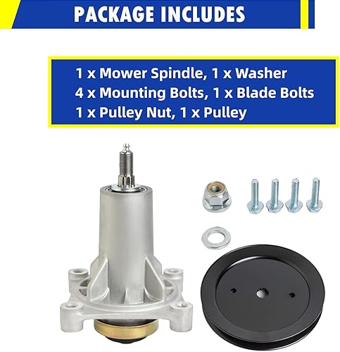 Miniatura 4 de SCBHWJ Conjunto de husillo 187292 187281 192870 532187292 532187281 532192870 con polea 195945 197473 Compatible con Husqvarna 42" 46" 48" 54"