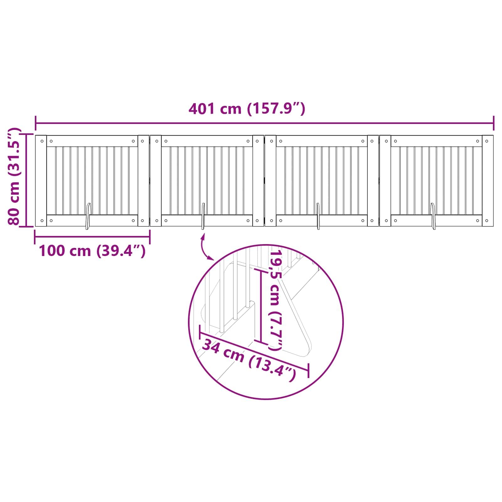 Portería para perros con soporte, 4 piezas de roble ahumado de 100 x 80 cm, plegable y portátil, ideal para caño interior, protección y alojamiento seguro de cachorros y perros