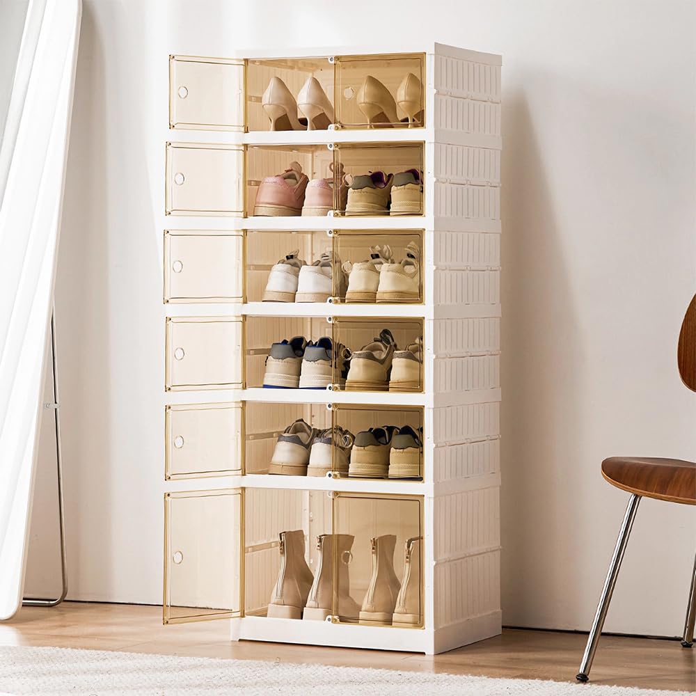 HOMCOM Schuhboxen 18er Set Schuhkarton Stapelbar Schuhorganizer Schuhaufbewahrung