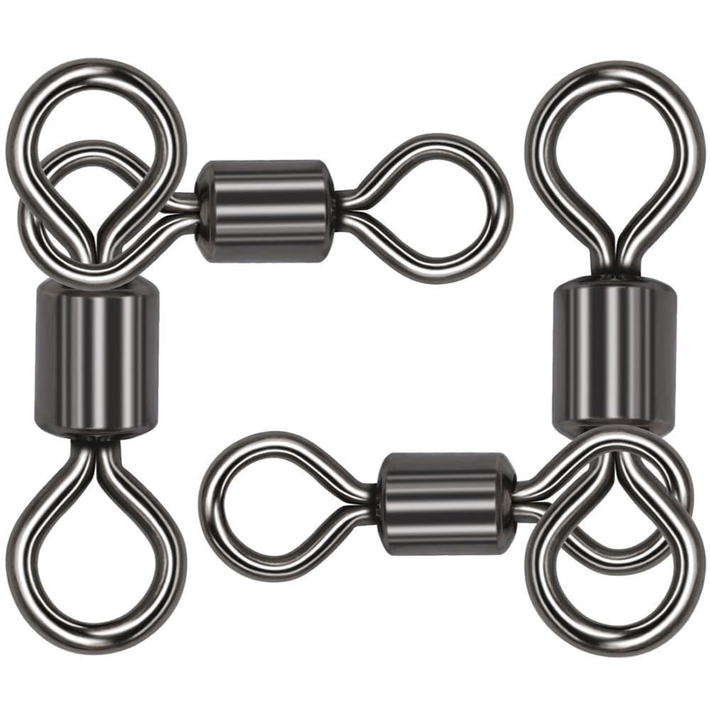 TopHomer 50Pcs 3 Way Swivel Barrel Swivel Catfish Swivels Hook Connector Rolling Triangle Joint Tackle Accessories for Saltwater Freshwater (Size 6/0 4/0)
