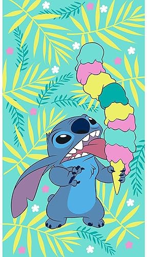 Disney Lilo & Stitch Toalla de playa – Stitch Ice Cream Chill Toalla de gran tamaño que mide 40 x 72 pulgadas