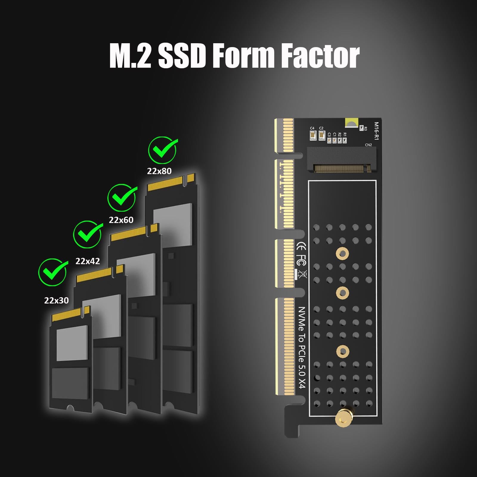 GLOTRENDS PA19-1U adapter M.2 NVMe na PCIe 5.0 X4 bez uchwytu do instalacji serwera PC 1U, aluminiowa osłona radiatora