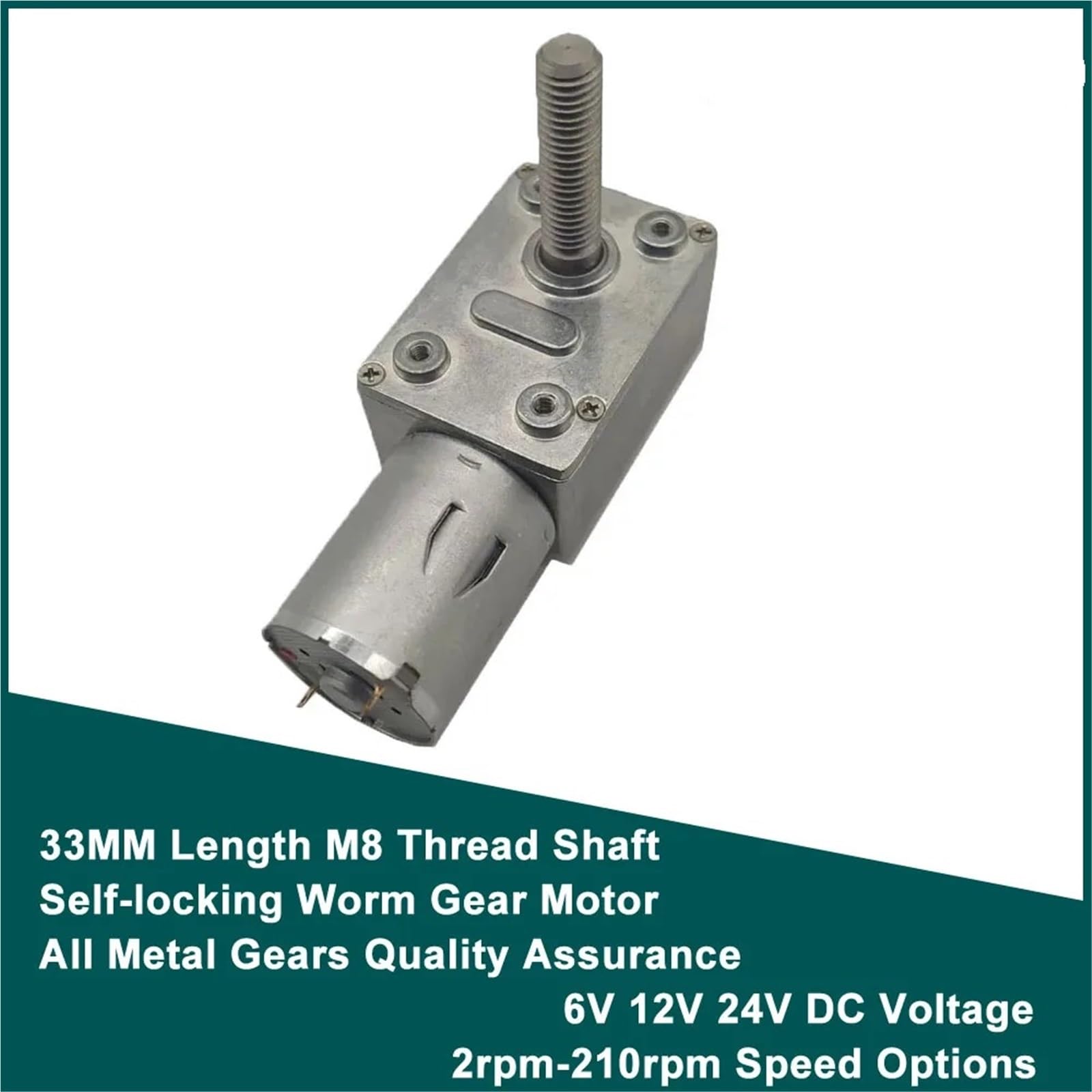 JGY370 M8 33mm ślimakowy silnik elektryczny z śrubą M8 długość wału śrubowego 6-150 obr./min, silnik prądu stałego, 1 szt. (10 obr./min, 6 V)