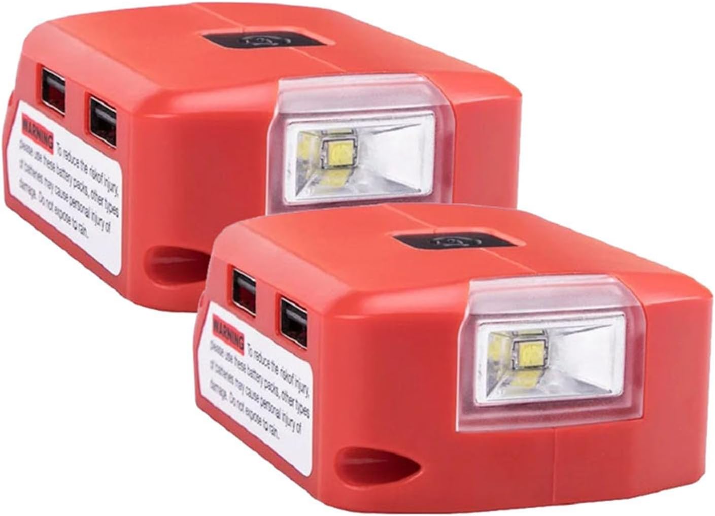 USB Charger Adapter for Milwaukee Lithium Battery, with Dual USB Charger and 12V DC Port, Power Source Supply for 14.4-20V Max Lithium-Ion Battery, LED Work Light, Phone Charging - 2 PCS