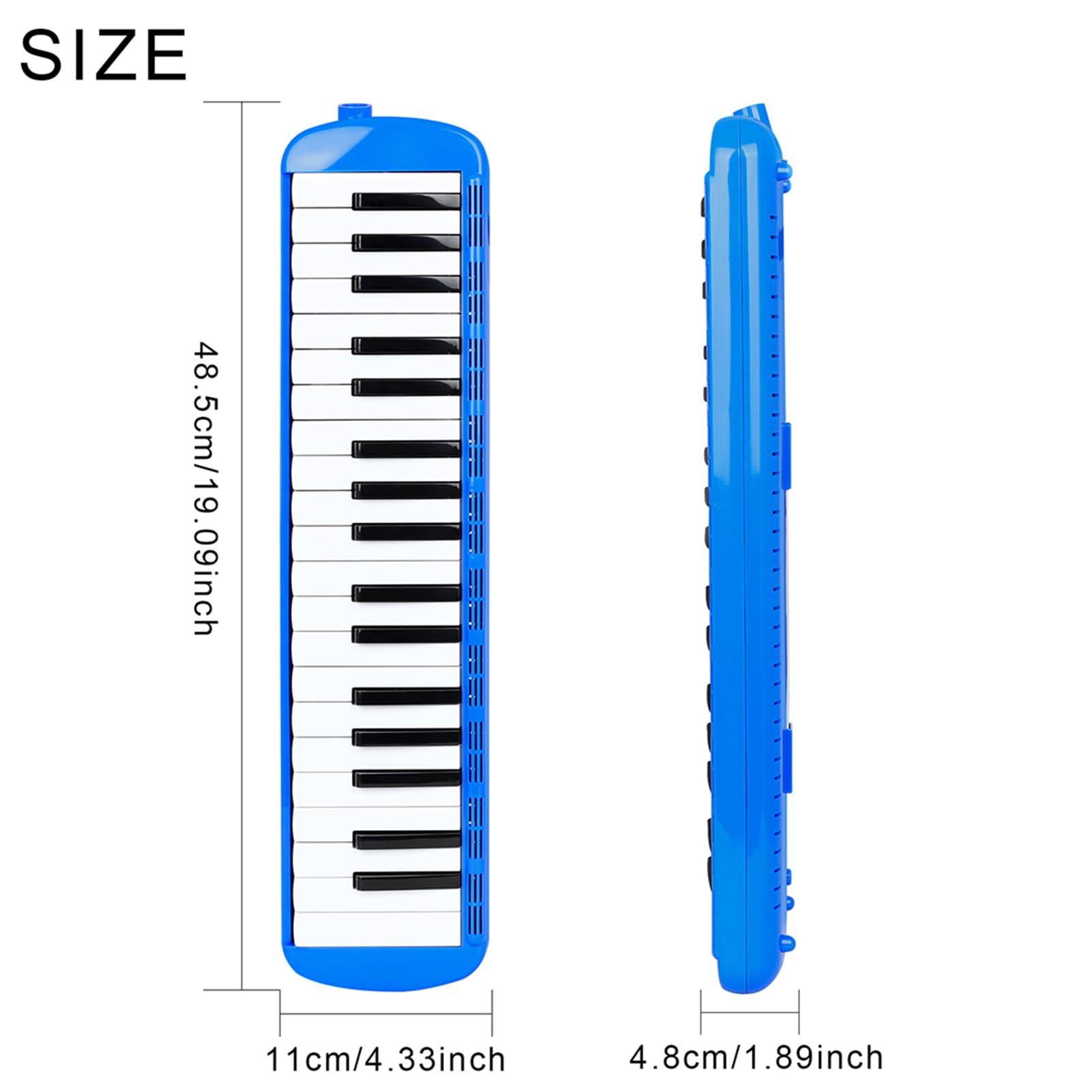 Naroote Mélodica 37 Touches, Clavier Air Piano à Double Tube avec Étui de Transport et Embouchures, Son Riche, Deux Options de Jeu, Instruments de Musique pour Enfants, Adultes (BLUE)