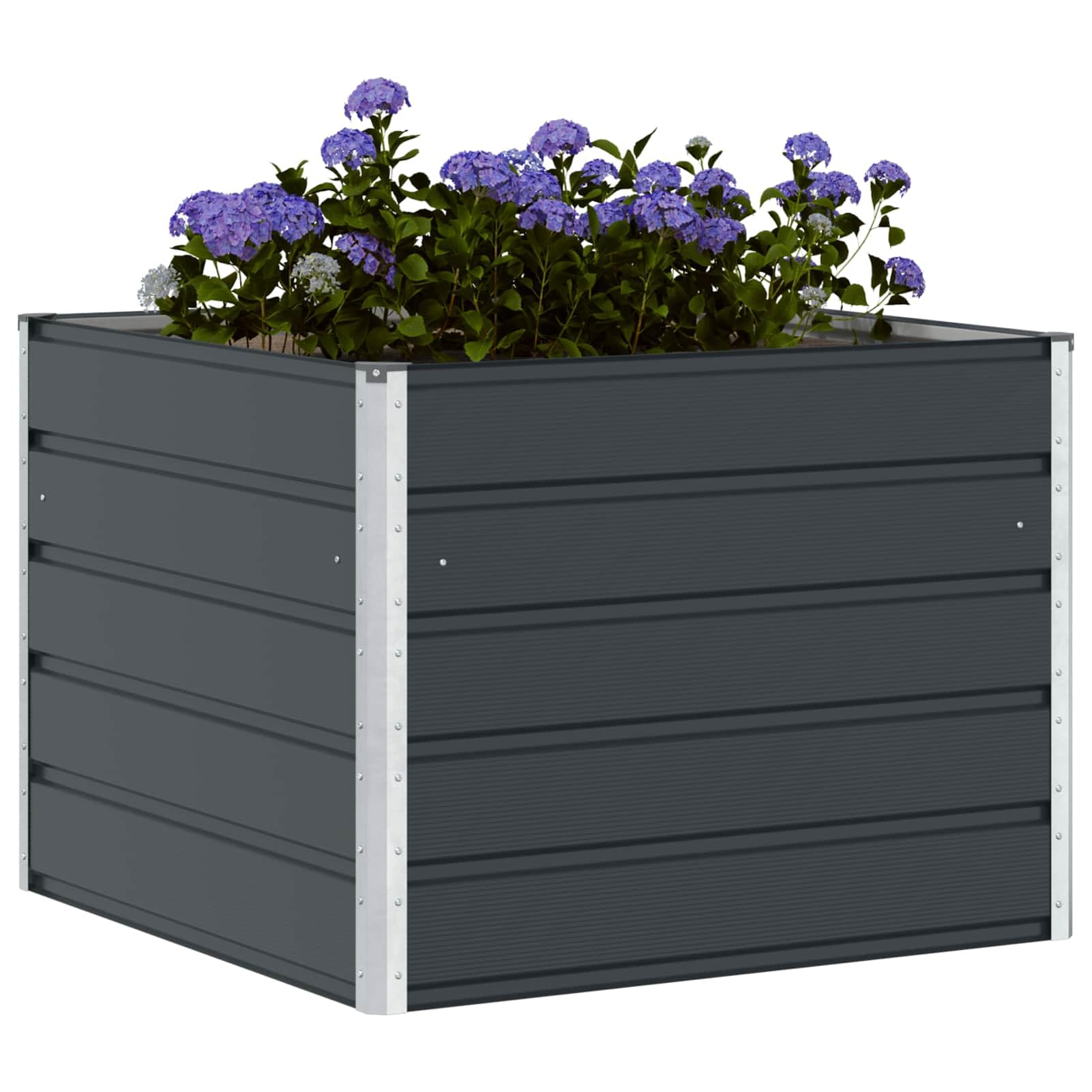 Gecheer Pflanzkübel Anthrazit 100 x 100 x 75 cm Stahl, Pflanzbeet Blumenkasten Blumenkübel Blumentopf für Balkon Garten Terrasse Blumen42018183