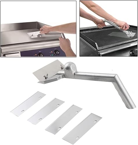 Miniatura 6 de Rascador de parrilla para parrilla, rascador de plancha comercial de aluminio resistente con 4 cuchillas de repuesto, herramienta de limpieza de