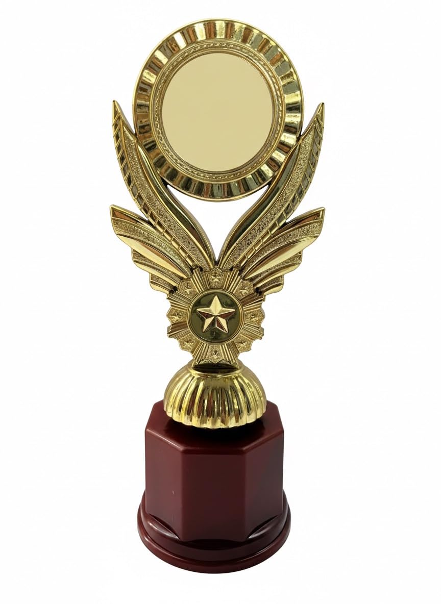 Premium Gold Star Wing Trophy Award with Round Emblem | Winner Recognition Trophy for Sports Events, School Competitions, Corporate Awards & Achievement Ceremonies (7 Inches)-image-21