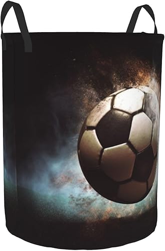 Miniatura 2 de Sport Soccer print Circular Hamper Waterproof Storage Bin Organizer Basket Laundry Hamper With Handles For Clothes Toys Medium