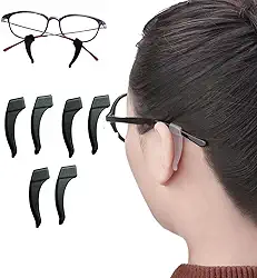Prendedor de óculos gancho de orelha 3 Pares Suporte acessórios segura óculos antideslizante trava (Preto)