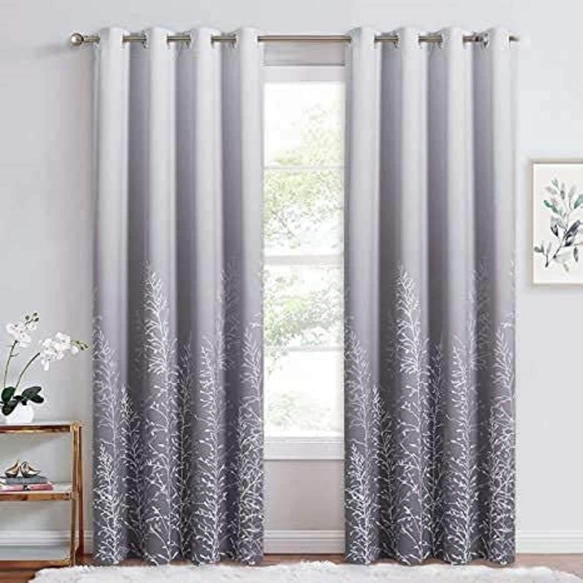 NARAYAN 3D Digitle Printed Curtain Grey Shade Polyster Febric Curtain for Living & Bed Room for Window/Door/Long Door (Set of 2) Dn-CD26