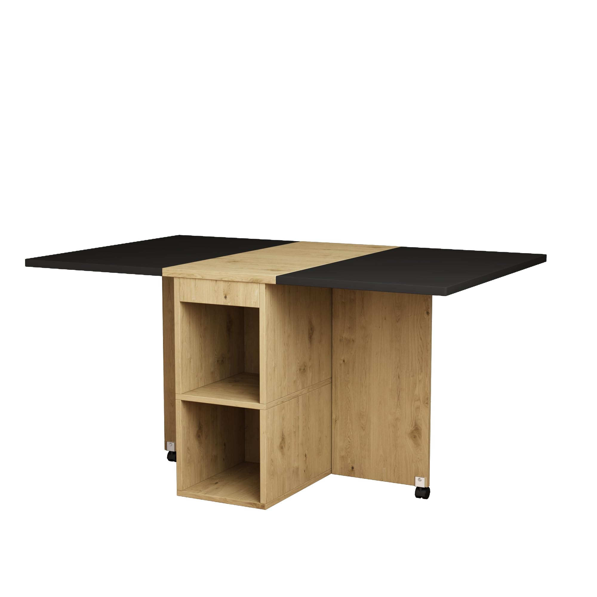 Juego de Mesa de Comedor Plegable Con Ruedas (1 Mesa, 4 Sillas) - Extensible Multifuncional 120 x 80 x 75 cm Con 4 Taburetes