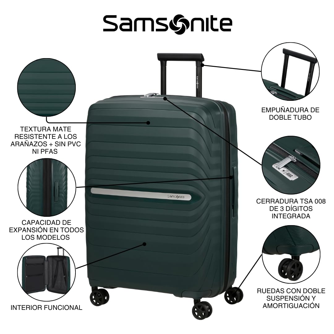 Samsonite Neo Flux - Spinner XL, Maleta expandible, 81 cm, 130/145 L, Verde Jungla (Jungle Green)