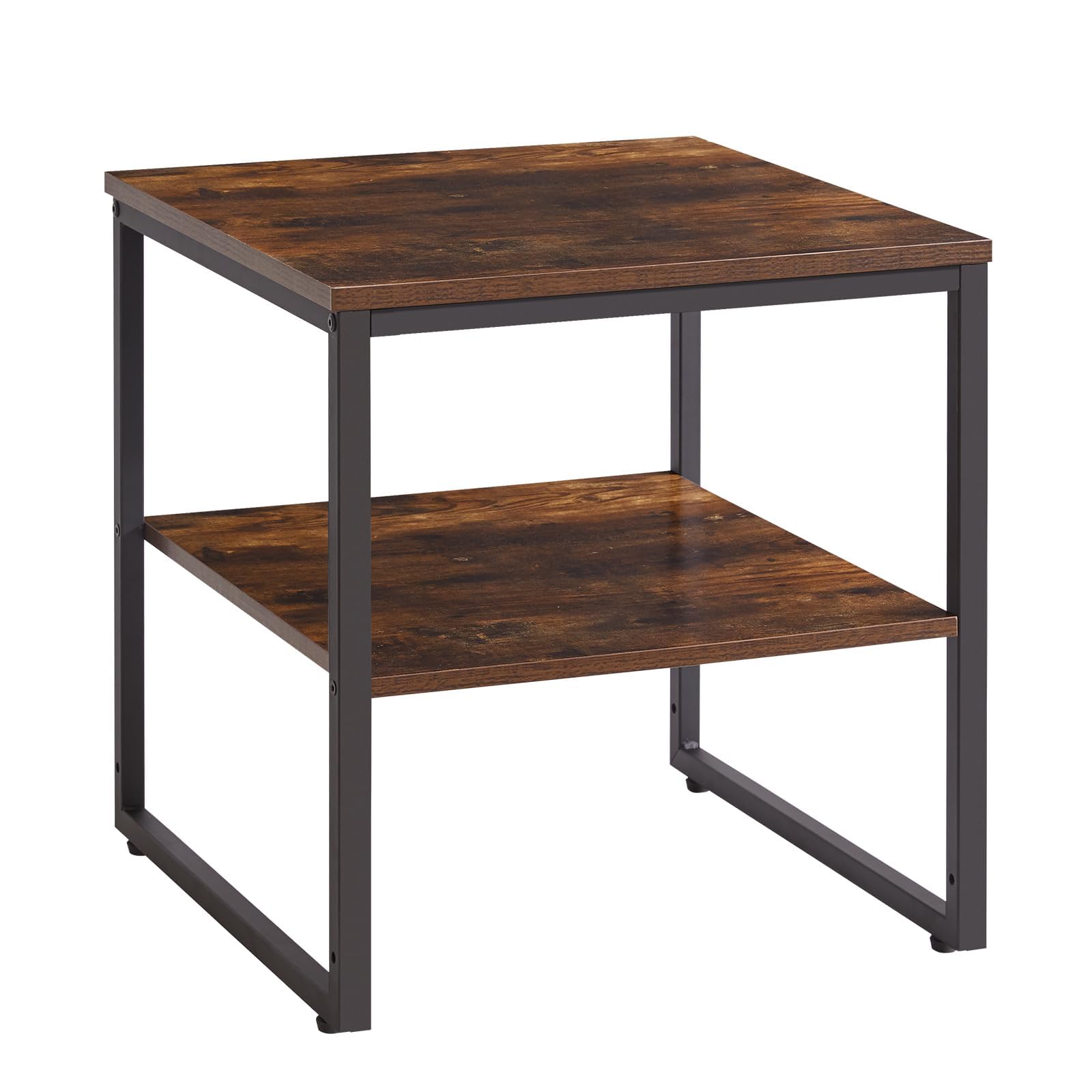 Aibiju Small Table Stand 20 inch, Side Table for Living Room, Small Fridge Stand with Storage Shelf Adjustable, Printer Stand Accent Table Rustic Brown YD-TM153H