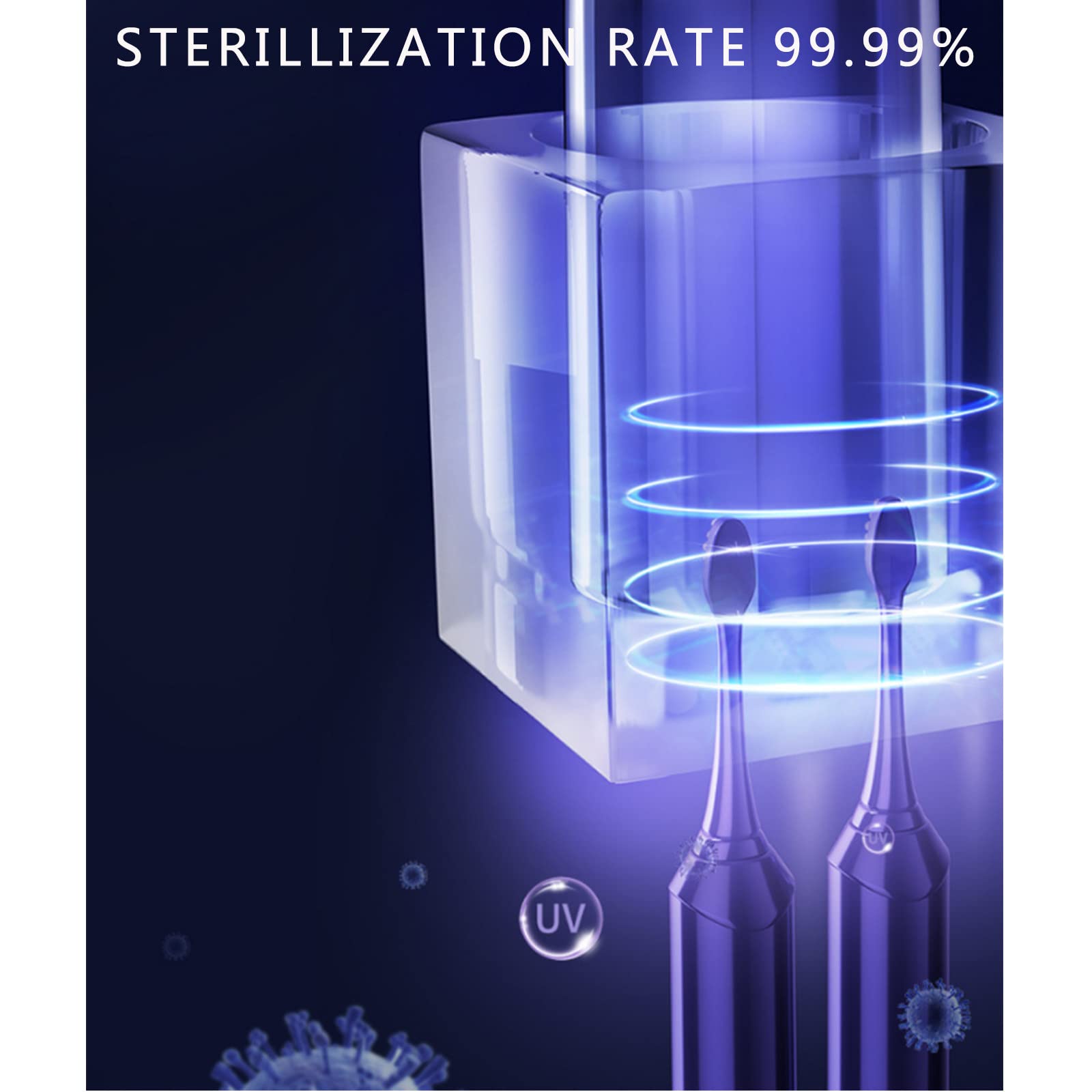 Porta Cepillo de Dientes, Soporte Cepillo de Dientes con Función Esterilizador Secado, LED Estuche Cepillo Dientes con Luz Nocturna, Organizador Baño USB Recargable, Negro