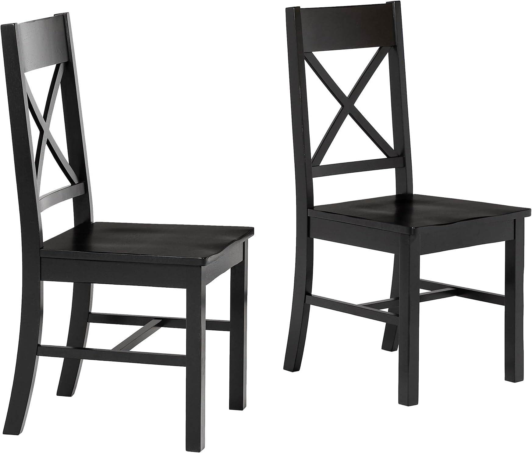 Modern Farmhouse Wood X-Back Armless Dining Chairs Kitchen, Set of 2, Black