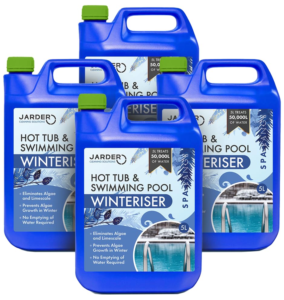 Jarder Swimming Pool and Hot Tub Algaecide Winteriser 4 x 5L - Protects Hot Tubs and Pools in Winter - Algae Remover and Prevents Algae Regrowth
