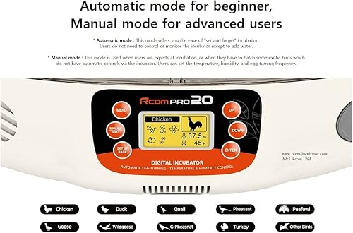 Miniatura 7 de A&I Brooders and Incubators R-Com Pro 20 PX20 Garantía de incubadora de huevos digital completamente automática que distribuidor local de EE. UU