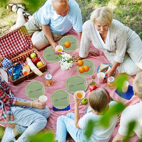 EVYIENEN 75pcs Plates and Napkins Set Party Supplies, Scalloped Paper Tableware Forks Disposable Dinnerwaret Kit for 25 Guests Baby Shower Bridal - Image 6